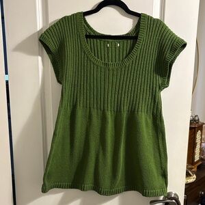 Green Knit Babydoll Short Sleeve Top